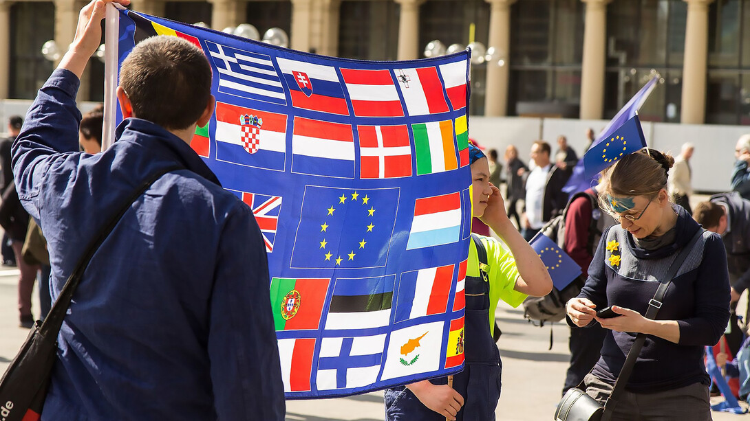 Pro-European participants attending the Pulse of Europe rally in Cologne, Germany, 2017