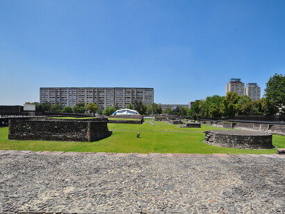 Zona arqueológica de Tlatelolco, sitio donde se ubicaba el mercado más grande e importante de los aztecas