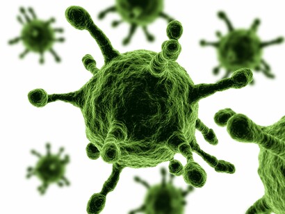 Cellula di virus al microscopio