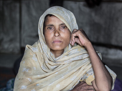 A Rohingya woman who has recently lost his husband
