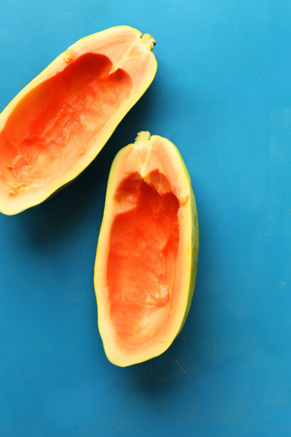 The Papaya fruit after being used for a culinary recipe