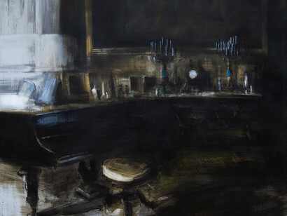 Tina Sgrò, "Stanza della musica", acrilico su tela, 190x190, 2012