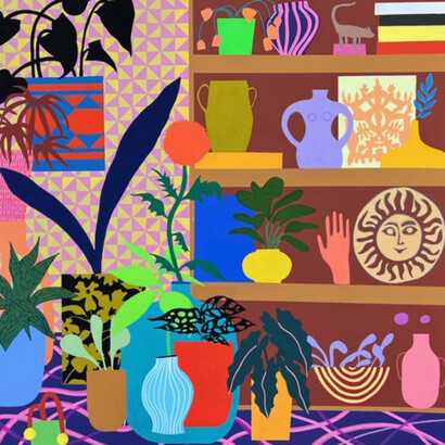 Mary Finlayson, Corner Shelf with Sun and Poppy, 2023. Courtesy the artist and Eleanor Harwood Gallery