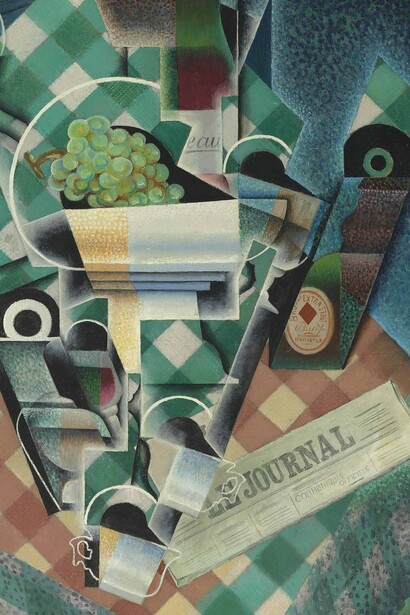 "Naturaleza muerta con mantel a cuadros", óleo sobre lienzo, Juan Gris, 1915