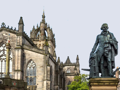 Adam Smith statue in Scotland, author of the book The Wealth of Nations, framed the economic system we call capitalism