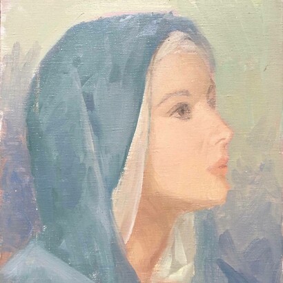 Pino Roveda, Madonna, dipinto su tela, 18x24 cm