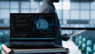 A notebook used by AI and IT experts, showcasing brain-inspired technology and artificial neurons in neuromorphic computing