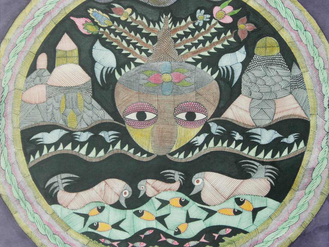 Night Fishpond, coloured inks & crayon
17x25 in 43.2x63.5 cm. (Detail)