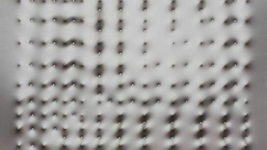 Enrico Castellani, Superficie Argento, 2008, Ex. unique, Acrylic on relief canvas, 120 x 150 cm,Photography Mark Blower, Courtesy MDC London