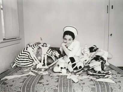 Nurse Eleanor, R.N. (1976, 2007), Iris print with business card, 27 x 36 in. Ronald Feldman Fine Arts, New York