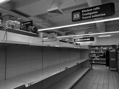 People buying everything off the shelves in markets during the pandemic