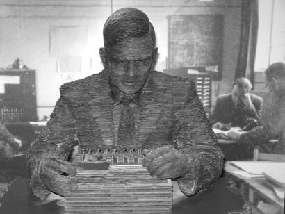 Alan Turing, el matemático inspirador que estuvo en el centro del éxito de Bletchley Park descifrando las comunicaciones por radio cifradas con Enigma durante la Segunda Guerra Mundial. Bletchley, 2009, Milton Keynes, Buckinghamshire, Inglaterra