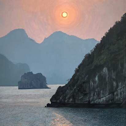 John L. Cleaveland, Jr., Ha Long Bay Vietnam (detail). Oil on panel, 32-3/4 x 29 inches, 33-3/4 x 30 inches framed. Copyright The Artist. Courtesy of Momentum Gallery