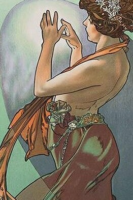 "La luna y las estrellas", tinta y acuarela sobre papel, Alfons Mucha, 1902