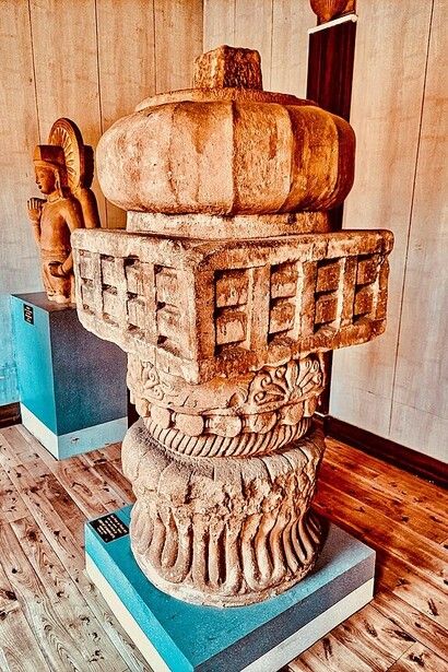 A section of a Besnagar Makara pillar in Gujri Mahal Museum, Gwalior, India 