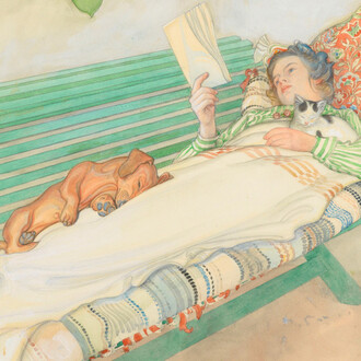 Carl Larsson, Jeune femme allongée sur un banc (détail), date indéterminée. Avec l'aimable autorisation du musée d'Orsay