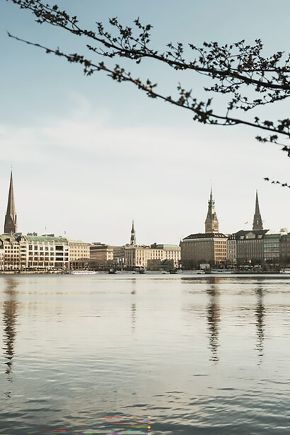 Alster Lake and city reflections, Hamburg
