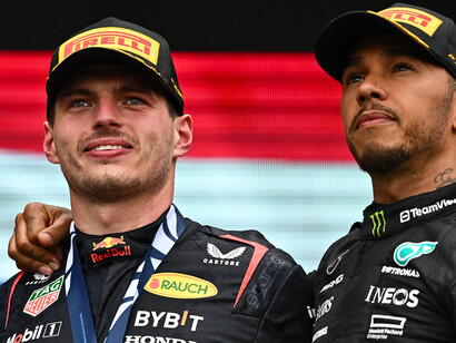 Lewis Hamilton and Max Verstappen by Getty images
