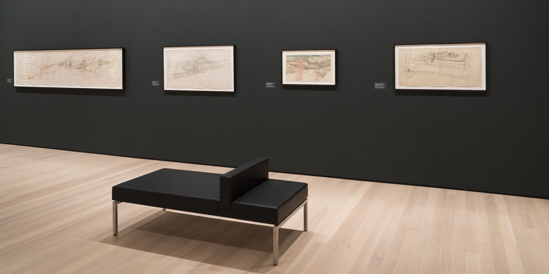 Frank Lloyd Wright at 150, Exhibition view. Courtesy of MoMA