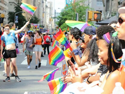 A pride march parade for the LGBTQ+ community where trans people get to express themselves freely