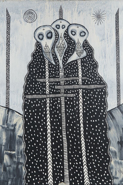Gregory Van Maanen, Reliquary Figures (detail), 11/1/1986. Acrylic on paper, 28.5 x 22 inches
(72.4 x 55.9 cm). Courtesy of Cavin-Morris Gallery