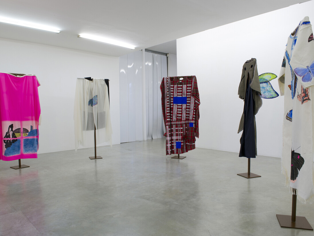 Ingrid Luche, Ghost Dresses, 2011, Exhibition view  "Le lapin turquoise", Air de Paris, Paris, 2012 © Photo Marc Domage, Courtesy Air de Paris, Paris