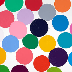 Damien Hirst, Damson Mousse, 2016, Household gloss on canvas, 12 x 24 in., 30.5 x 61 cm © Damien Hirst and Science Ltd. All rights reserved, DACS 2018. Photo: Prudence Cuming Associates