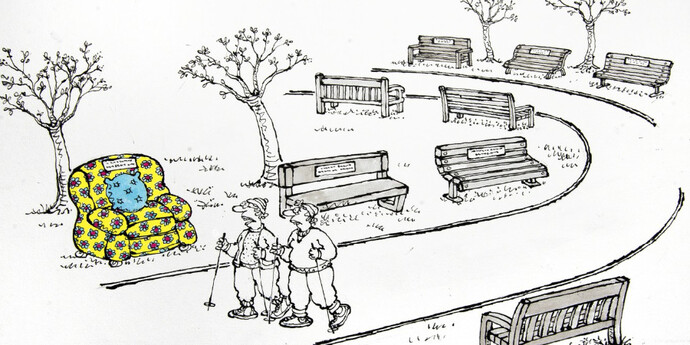 On The Edge: The Cartoon World of Ed Mclachlan. Courtesy of Chris Beetles Gallery 