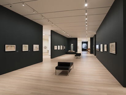 Frank Lloyd Wright at 150, Exhibition view. Courtesy of MoMA