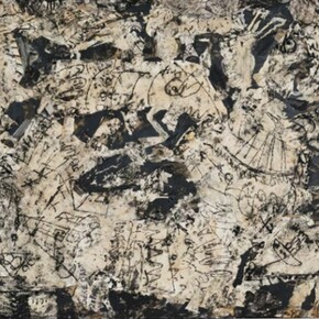 Gene Mann, Craintive sauterelle, vous qui sautez si haut, priez pour nous lorsque vous retombez - René Char, 2014, Mixed media on board, 69.5 x 46 inches (176.5 x 116.8 cm)