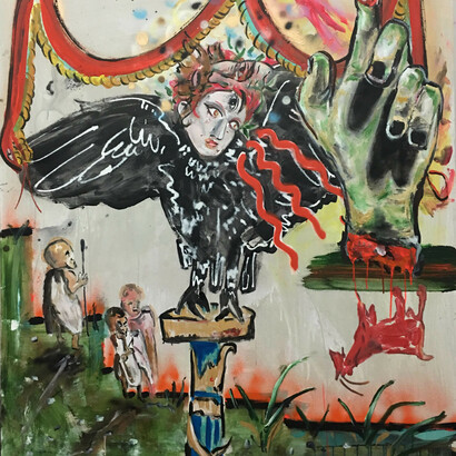 Athena the Shapeshifter, 52x56, Acrylic on linen, 2018. 