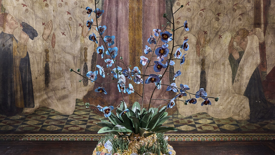 Ceramic flowers by Bertozzi & Casoni preserve delicate forms in an enduring material, Museo Bagatti Valsecchi in Milan, Italy