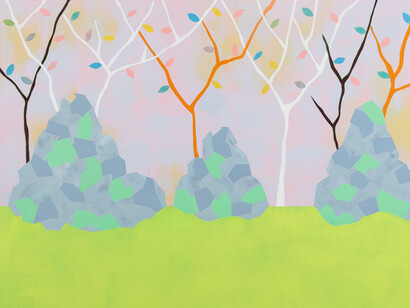 Cara Nahaul, Oasis in the Park, 2015, Oil, acrylic and flashe on canvas, 110 x 140 cm (43.31 x 55.12 in)