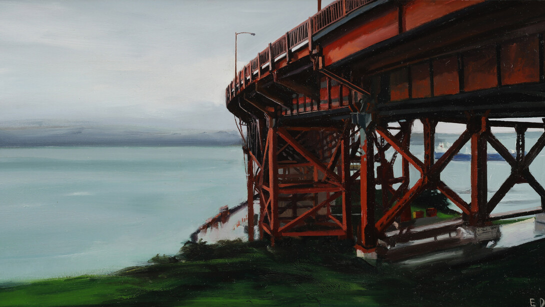 Eileen David, Looking North, 2017, oil on canvas, 8 x 16 in
