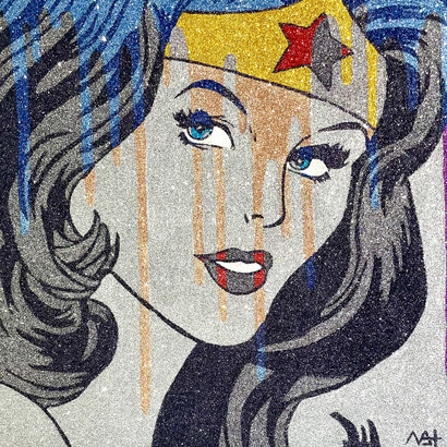 Michael Turchin, Wonder (detail), 2023. Glitter on canvas, 20 x 20 in. Courtesy of bG Gallery