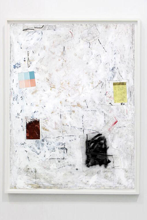Joseph Hart, Untitled (K.I.06), 2014 / collaged paper, acrylic, enamel, oil crayon and graphite on paper / 50 x 38 inches