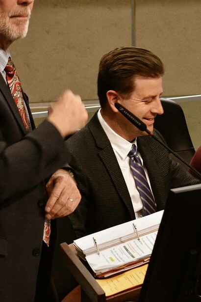 Member of Hamilton City Council smiles, Hamilton, Canada
