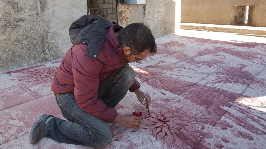 Imran Qureshi at work in S.Gimignano 