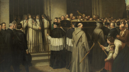 «Sor Marcela de San Félix viendo pasar el entierro de su padre, Lope de Vega» (1862), Ignacio Suárez Llanos 
