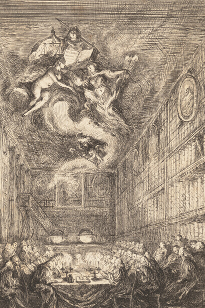 Gabriel de Saint-Aubin, A conference of lawyers, 1776. Courtesy of the Metropolitan Museum of Art 