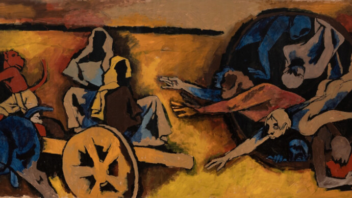 M. F. Husain. Courtesy of Aicon Gallery