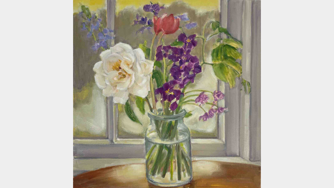 Daisy Craddock, Wintry Mix, 2022. Oil on canvas, 16h x 16w in. Courtesy of Garvey | Simon