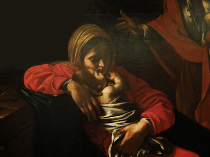 Anbetung der Hirten - Ausschnitt, Caravaggio, 1609, Museo Regionale di Messina, Foto: Mario Bogisch