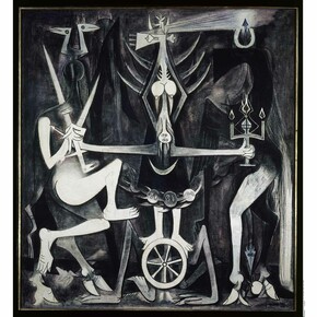 Wifredo Lam, Les Noces, 1947, Oil on canvas, 216 × 200 cm, Staatliche Museen zu Berlin, Nationalgalerie, Berlin, Photo: BKP, Berlin, Dist. RMN-GP, Photo: Jörg P. Anders © Adagp, Paris 2015