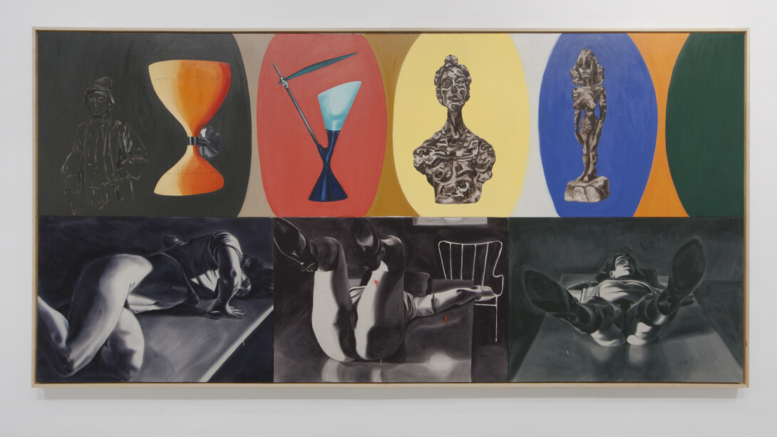 David Salle, Fooling with your Hair, 1985, oil on canvas, 88 1/2 x 180 1/4 inches, 224.8 x 457.8 cm