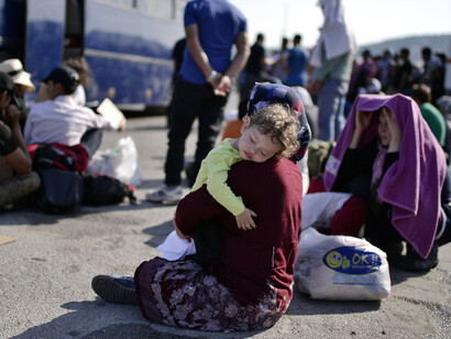 A refugee with her little child