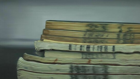 Xie Xiaoze, Chinese Library No. 51, 2012, Oil on Linen, 39 3/8 x 59 in. Courtesy of the artist and Chambers Fine Art