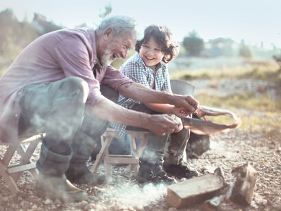 Family bonding over firewood