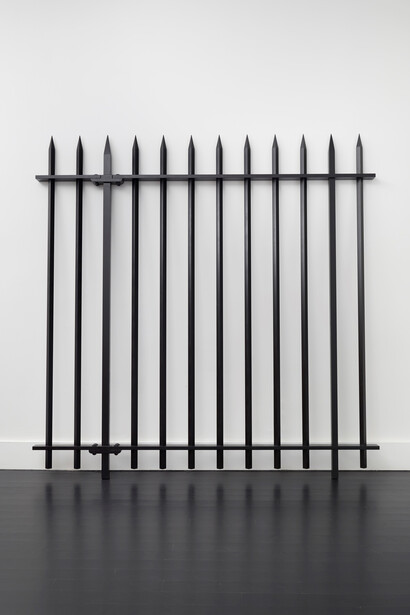 Marc Ganzglass, Fence, 2014, Painted steel, 73 x 73 x 2 1/2 inches, unique