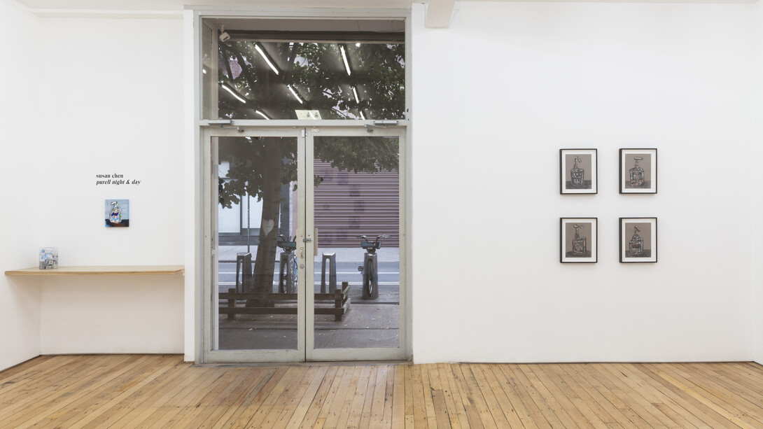 Susan Chen, Purell Day & Night, 2023, installation view. Courtesy of the artist and Rachel Uffner Gallery, NYC